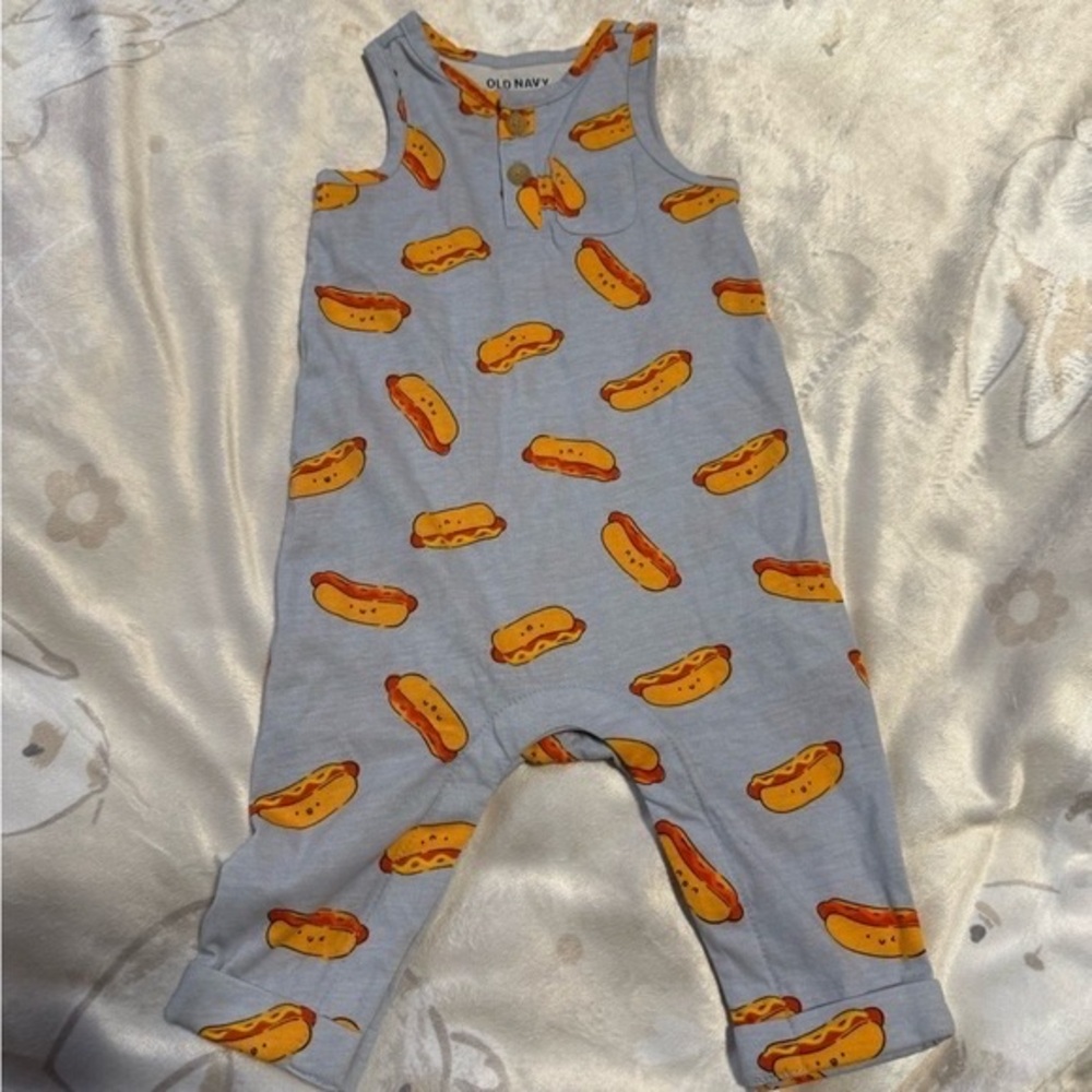 Old Navy Light Blue Hot Dog Print Bodysuit